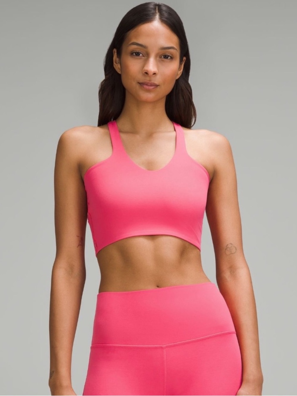 Lululemon Bend This V and Racer Bra Light Support A-C Cups Glaze Pink Size L/XL - Picture 2 of 10